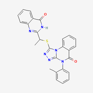 molecular formula C26H20N6O2S B7356547 4-(2-methylphenyl)-1-[1-(4-oxo-3H-quinazolin-2-yl)ethylsulfanyl]-[1,2,4]triazolo[4,3-a]quinazolin-5-one 