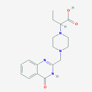 molecular formula C17H22N4O3 B7356580 2-[4-[(4-oxo-3H-quinazolin-2-yl)methyl]piperazin-1-yl]butanoic acid 