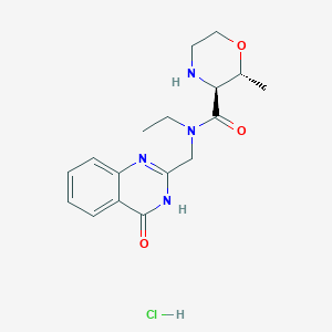 molecular formula C17H23ClN4O3 B7356596 (2R,3S)-N-ethyl-2-methyl-N-[(4-oxo-3H-quinazolin-2-yl)methyl]morpholine-3-carboxamide;hydrochloride 