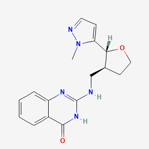 molecular formula C17H19N5O2 B7356649 2-[[(2R,3S)-2-(2-methylpyrazol-3-yl)oxolan-3-yl]methylamino]-3H-quinazolin-4-one 