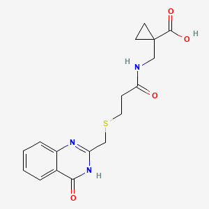 molecular formula C17H19N3O4S B7356655 1-[[3-[(4-oxo-3H-quinazolin-2-yl)methylsulfanyl]propanoylamino]methyl]cyclopropane-1-carboxylic acid 