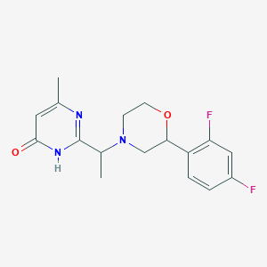 molecular formula C17H19F2N3O2 B7356721 2-[1-[2-(2,4-difluorophenyl)morpholin-4-yl]ethyl]-4-methyl-1H-pyrimidin-6-one 