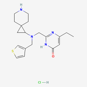 molecular formula C19H27ClN4OS B7356728 2-[[6-azaspiro[2.5]octan-2-yl(thiophen-3-ylmethyl)amino]methyl]-4-ethyl-1H-pyrimidin-6-one;hydrochloride 