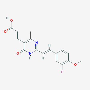 molecular formula C17H17FN2O4 B7356741 3-[2-[(E)-2-(3-fluoro-4-methoxyphenyl)ethenyl]-4-methyl-6-oxo-1H-pyrimidin-5-yl]propanoic acid 