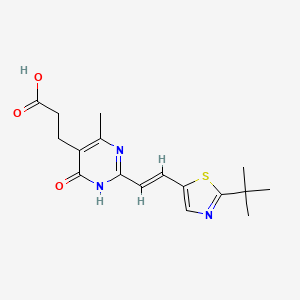 3-[2-[(E)-2-(2-tert-butyl-1,3-thiazol-5-yl)ethenyl]-4-methyl-6-oxo-1H-pyrimidin-5-yl]propanoic acid