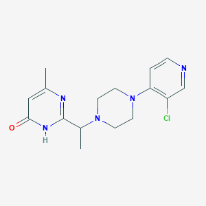 molecular formula C16H20ClN5O B7356788 2-[1-[4-(3-chloropyridin-4-yl)piperazin-1-yl]ethyl]-4-methyl-1H-pyrimidin-6-one 