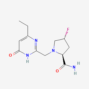 molecular formula C12H17FN4O2 B7356827 (2S,4R)-1-[(4-ethyl-6-oxo-1H-pyrimidin-2-yl)methyl]-4-fluoropyrrolidine-2-carboxamide 