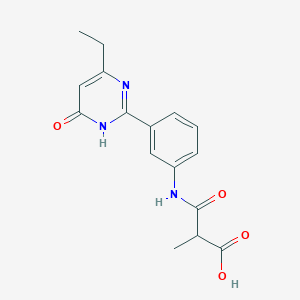 molecular formula C16H17N3O4 B7356865 3-[3-(4-ethyl-6-oxo-1H-pyrimidin-2-yl)anilino]-2-methyl-3-oxopropanoic acid 