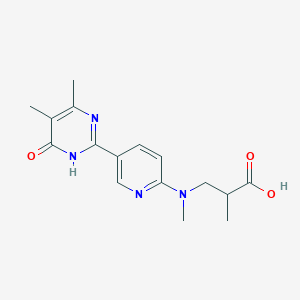 molecular formula C16H20N4O3 B7356871 3-[[5-(4,5-dimethyl-6-oxo-1H-pyrimidin-2-yl)pyridin-2-yl]-methylamino]-2-methylpropanoic acid 