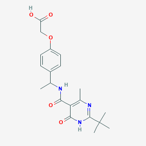 molecular formula C20H25N3O5 B7356885 2-[4-[1-[(2-tert-butyl-4-methyl-6-oxo-1H-pyrimidine-5-carbonyl)amino]ethyl]phenoxy]acetic acid 