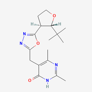 5-[[5-[(2S,3S)-2-tert-butyloxolan-3-yl]-1,3,4-oxadiazol-2-yl]methyl]-2,4-dimethyl-1H-pyrimidin-6-one