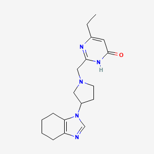 molecular formula C18H25N5O B7356898 4-ethyl-2-[[3-(4,5,6,7-tetrahydrobenzimidazol-1-yl)pyrrolidin-1-yl]methyl]-1H-pyrimidin-6-one 