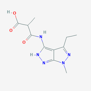 molecular formula C11H15N5O3 B7356900 3-[(4-ethyl-6-methyl-2H-pyrazolo[3,4-c]pyrazol-3-yl)amino]-2-methyl-3-oxopropanoic acid 