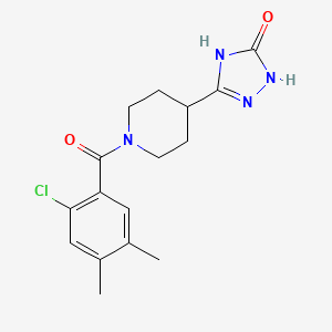 molecular formula C16H19ClN4O2 B7356910 3-[1-(2-Chloro-4,5-dimethylbenzoyl)piperidin-4-yl]-1,4-dihydro-1,2,4-triazol-5-one 