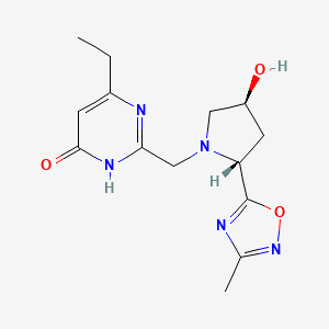 4-ethyl-2-[[(2R,4S)-4-hydroxy-2-(3-methyl-1,2,4-oxadiazol-5-yl)pyrrolidin-1-yl]methyl]-1H-pyrimidin-6-one