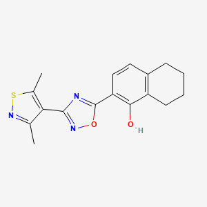 molecular formula C17H17N3O2S B7356942 2-[3-(3,5-Dimethyl-1,2-thiazol-4-yl)-1,2,4-oxadiazol-5-yl]-5,6,7,8-tetrahydronaphthalen-1-ol 