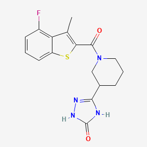 molecular formula C17H17FN4O2S B7356980 3-[1-(4-Fluoro-3-methyl-1-benzothiophene-2-carbonyl)piperidin-3-yl]-1,4-dihydro-1,2,4-triazol-5-one 