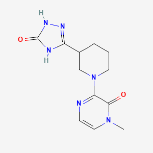 molecular formula C12H16N6O2 B7356993 1-Methyl-3-[3-(5-oxo-1,4-dihydro-1,2,4-triazol-3-yl)piperidin-1-yl]pyrazin-2-one 