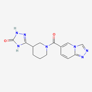 molecular formula C14H15N7O2 B7356997 3-[1-([1,2,4]Triazolo[4,3-a]pyridine-6-carbonyl)piperidin-3-yl]-1,4-dihydro-1,2,4-triazol-5-one 