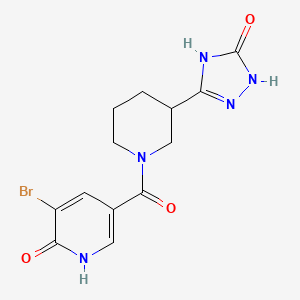 molecular formula C13H14BrN5O3 B7357002 3-bromo-5-[3-(5-oxo-1,4-dihydro-1,2,4-triazol-3-yl)piperidine-1-carbonyl]-1H-pyridin-2-one 