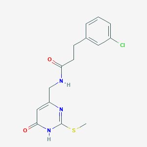 molecular formula C15H16ClN3O2S B7357007 3-(3-chlorophenyl)-N-[(2-methylsulfanyl-6-oxo-1H-pyrimidin-4-yl)methyl]propanamide 