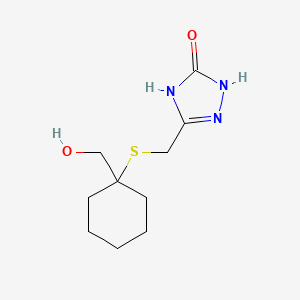 molecular formula C10H17N3O2S B7357008 3-[[1-(Hydroxymethyl)cyclohexyl]sulfanylmethyl]-1,4-dihydro-1,2,4-triazol-5-one 