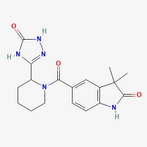 3,3-dimethyl-5-[2-(5-oxo-1,4-dihydro-1,2,4-triazol-3-yl)piperidine-1-carbonyl]-1H-indol-2-one