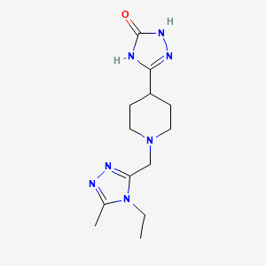 molecular formula C13H21N7O B7357067 3-[1-[(4-Ethyl-5-methyl-1,2,4-triazol-3-yl)methyl]piperidin-4-yl]-1,4-dihydro-1,2,4-triazol-5-one 