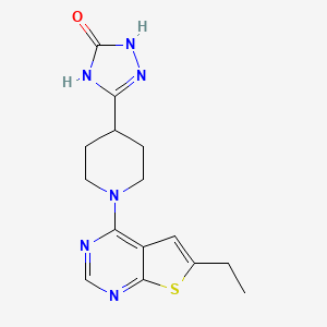 molecular formula C15H18N6OS B7357070 3-[1-(6-Ethylthieno[2,3-d]pyrimidin-4-yl)piperidin-4-yl]-1,4-dihydro-1,2,4-triazol-5-one 