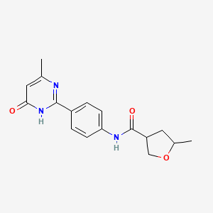 molecular formula C17H19N3O3 B7357075 5-methyl-N-[4-(4-methyl-6-oxo-1H-pyrimidin-2-yl)phenyl]oxolane-3-carboxamide 