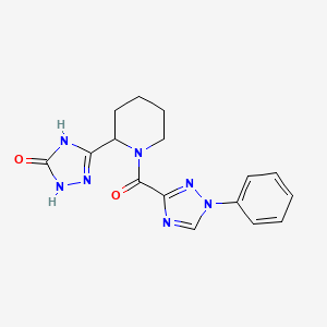 molecular formula C16H17N7O2 B7357099 3-[1-(1-Phenyl-1,2,4-triazole-3-carbonyl)piperidin-2-yl]-1,4-dihydro-1,2,4-triazol-5-one 