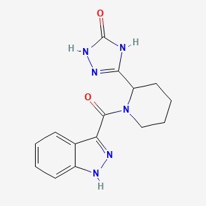 molecular formula C15H16N6O2 B7357111 3-[1-(1H-indazole-3-carbonyl)piperidin-2-yl]-1,4-dihydro-1,2,4-triazol-5-one 