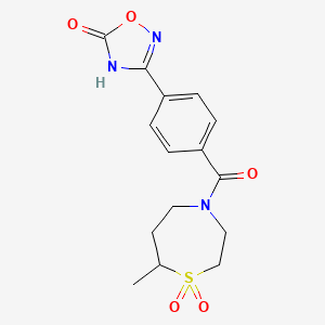 molecular formula C15H17N3O5S B7357137 3-[4-(7-methyl-1,1-dioxo-1,4-thiazepane-4-carbonyl)phenyl]-4H-1,2,4-oxadiazol-5-one 