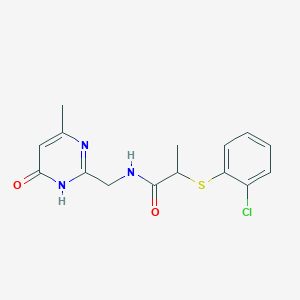 2-(2-chlorophenyl)sulfanyl-N-[(4-methyl-6-oxo-1H-pyrimidin-2-yl)methyl]propanamide