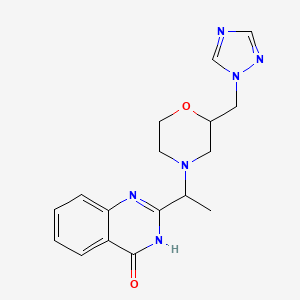 molecular formula C17H20N6O2 B7357172 2-[1-[2-(1,2,4-triazol-1-ylmethyl)morpholin-4-yl]ethyl]-3H-quinazolin-4-one 