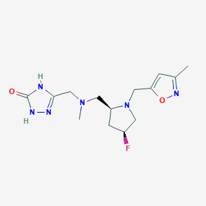 3-[[[(2S,4S)-4-fluoro-1-[(3-methyl-1,2-oxazol-5-yl)methyl]pyrrolidin-2-yl]methyl-methylamino]methyl]-1,4-dihydro-1,2,4-triazol-5-one