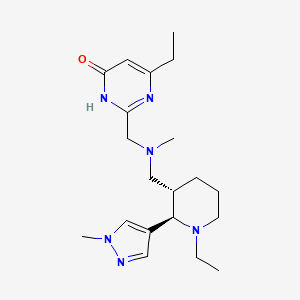 molecular formula C20H32N6O B7357183 4-ethyl-2-[[[(2R,3S)-1-ethyl-2-(1-methylpyrazol-4-yl)piperidin-3-yl]methyl-methylamino]methyl]-1H-pyrimidin-6-one 