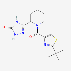 molecular formula C15H21N5O2S B7357198 3-[1-(2-Tert-butyl-1,3-thiazole-4-carbonyl)piperidin-2-yl]-1,4-dihydro-1,2,4-triazol-5-one 