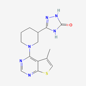 molecular formula C14H16N6OS B7357235 3-[1-(5-Methylthieno[2,3-d]pyrimidin-4-yl)piperidin-3-yl]-1,4-dihydro-1,2,4-triazol-5-one 