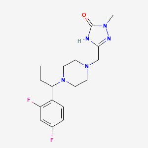 molecular formula C17H23F2N5O B7357309 5-[[4-[1-(2,4-difluorophenyl)propyl]piperazin-1-yl]methyl]-2-methyl-4H-1,2,4-triazol-3-one 