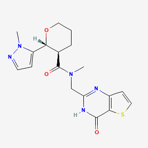 (2R,3R)-N-methyl-2-(2-methylpyrazol-3-yl)-N-[(4-oxo-3H-thieno[3,2-d]pyrimidin-2-yl)methyl]oxane-3-carboxamide