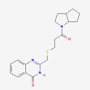 molecular formula C19H23N3O2S B7357344 2-[[3-(3,3a,4,5,6,6a-hexahydro-2H-cyclopenta[b]pyrrol-1-yl)-3-oxopropyl]sulfanylmethyl]-3H-quinazolin-4-one 