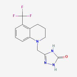 molecular formula C13H13F3N4O B7357352 3-[[5-(trifluoromethyl)-3,4-dihydro-2H-quinolin-1-yl]methyl]-1,4-dihydro-1,2,4-triazol-5-one 