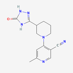 molecular formula C14H16N6O B7357392 6-Methyl-4-[3-(5-oxo-1,4-dihydro-1,2,4-triazol-3-yl)piperidin-1-yl]pyridine-3-carbonitrile 