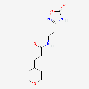 molecular formula C12H19N3O4 B7357404 3-(oxan-4-yl)-N-[2-(5-oxo-4H-1,2,4-oxadiazol-3-yl)ethyl]propanamide 