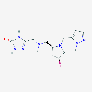 3-[[[(2S,4S)-4-fluoro-1-[(2-methylpyrazol-3-yl)methyl]pyrrolidin-2-yl]methyl-methylamino]methyl]-1,4-dihydro-1,2,4-triazol-5-one