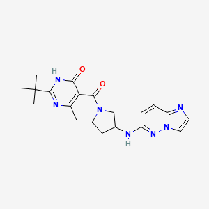 molecular formula C20H25N7O2 B7357423 2-tert-butyl-5-[3-(imidazo[1,2-b]pyridazin-6-ylamino)pyrrolidine-1-carbonyl]-4-methyl-1H-pyrimidin-6-one 