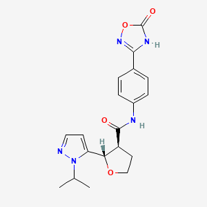 (2S,3S)-N-[4-(5-oxo-4H-1,2,4-oxadiazol-3-yl)phenyl]-2-(2-propan-2-ylpyrazol-3-yl)oxolane-3-carboxamide