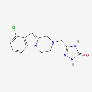 molecular formula C14H14ClN5O B7357435 3-[(9-chloro-3,4-dihydro-1H-pyrazino[1,2-a]indol-2-yl)methyl]-1,4-dihydro-1,2,4-triazol-5-one 