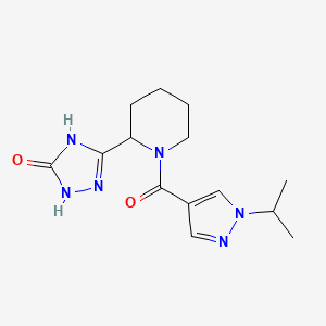 molecular formula C14H20N6O2 B7357497 3-[1-(1-Propan-2-ylpyrazole-4-carbonyl)piperidin-2-yl]-1,4-dihydro-1,2,4-triazol-5-one 